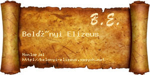 Belányi Elizeus névjegykártya